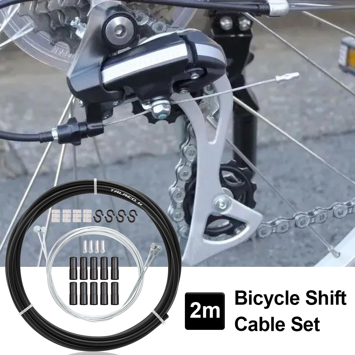 Set di cavi per cambio bicicletta, guaina cambio da 2 m e 4 cavi cambio interni per mountain bike, bici da strada - Parti di ricambio per cavi cambio anteriori e posteriori