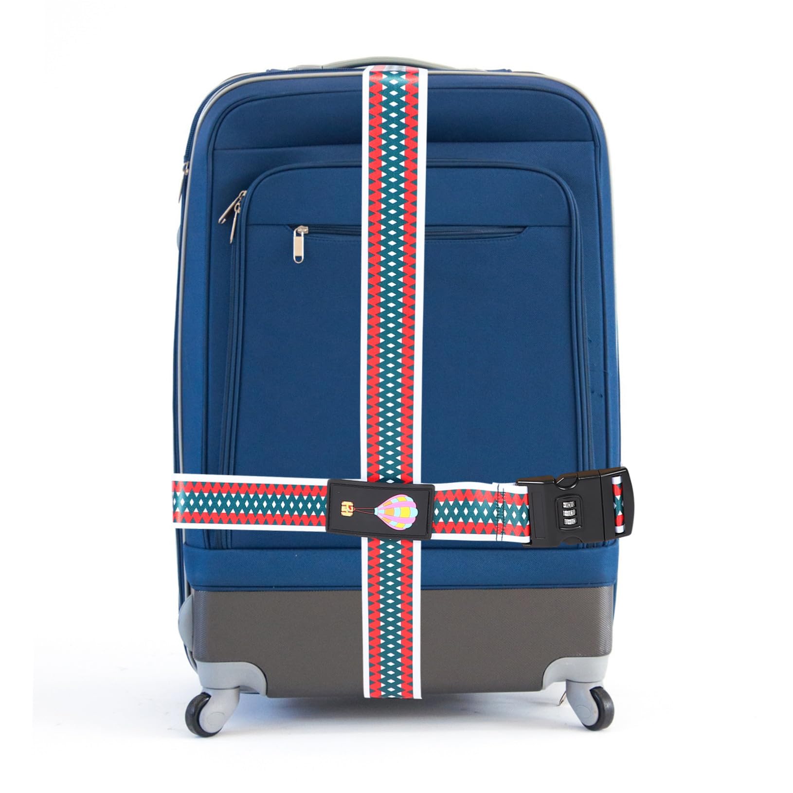 FRCOLOR 5 Piezas Correa Ajustable para Maletas con Doble Candado de Combinación Diseño Cruzado y Estampado de Dibujos Animados Cinturón Resistente de Poliéster para Equipaje Seguro Viajes