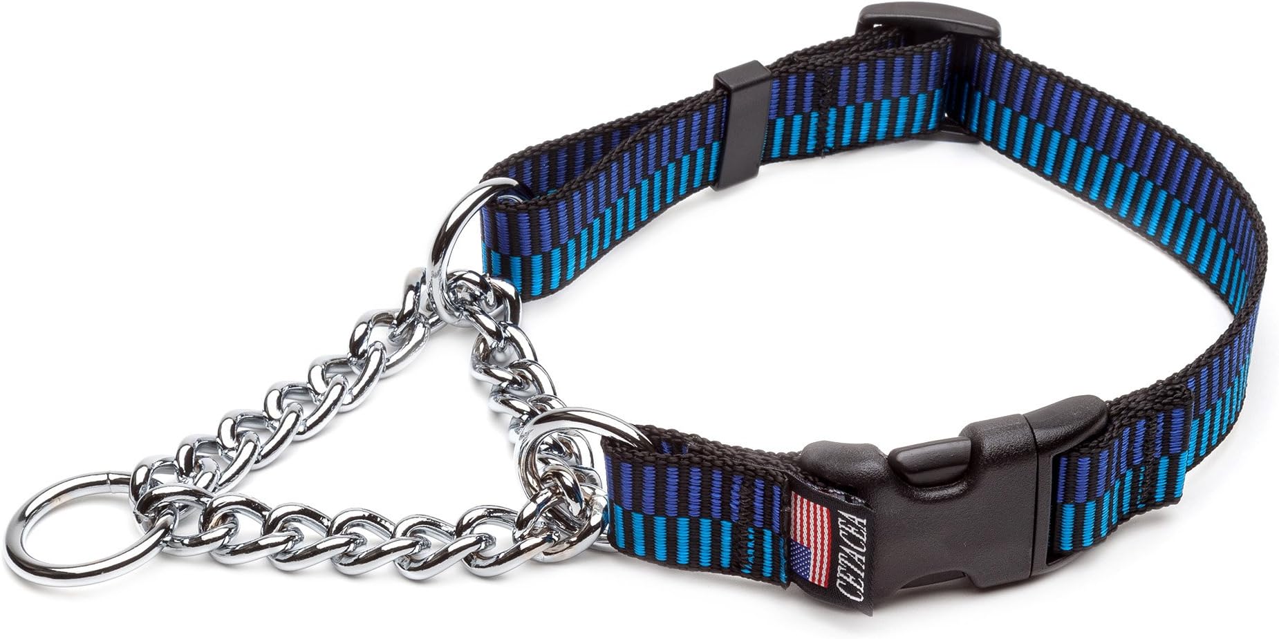 Cetacea Chain Martingale Dog/Pet Collar with Quick Release, Step 1, Small, Blue