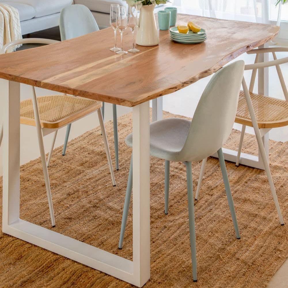 Seeta Arts - Rustic Dining Table | Solid Wood Dining Table 6 Seater | Dining Table | Dining Room Furniture |White-image-0