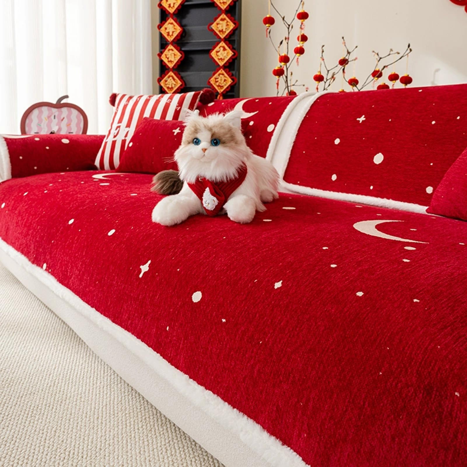 Housses de coussin de canapé en épais velours extensible salon