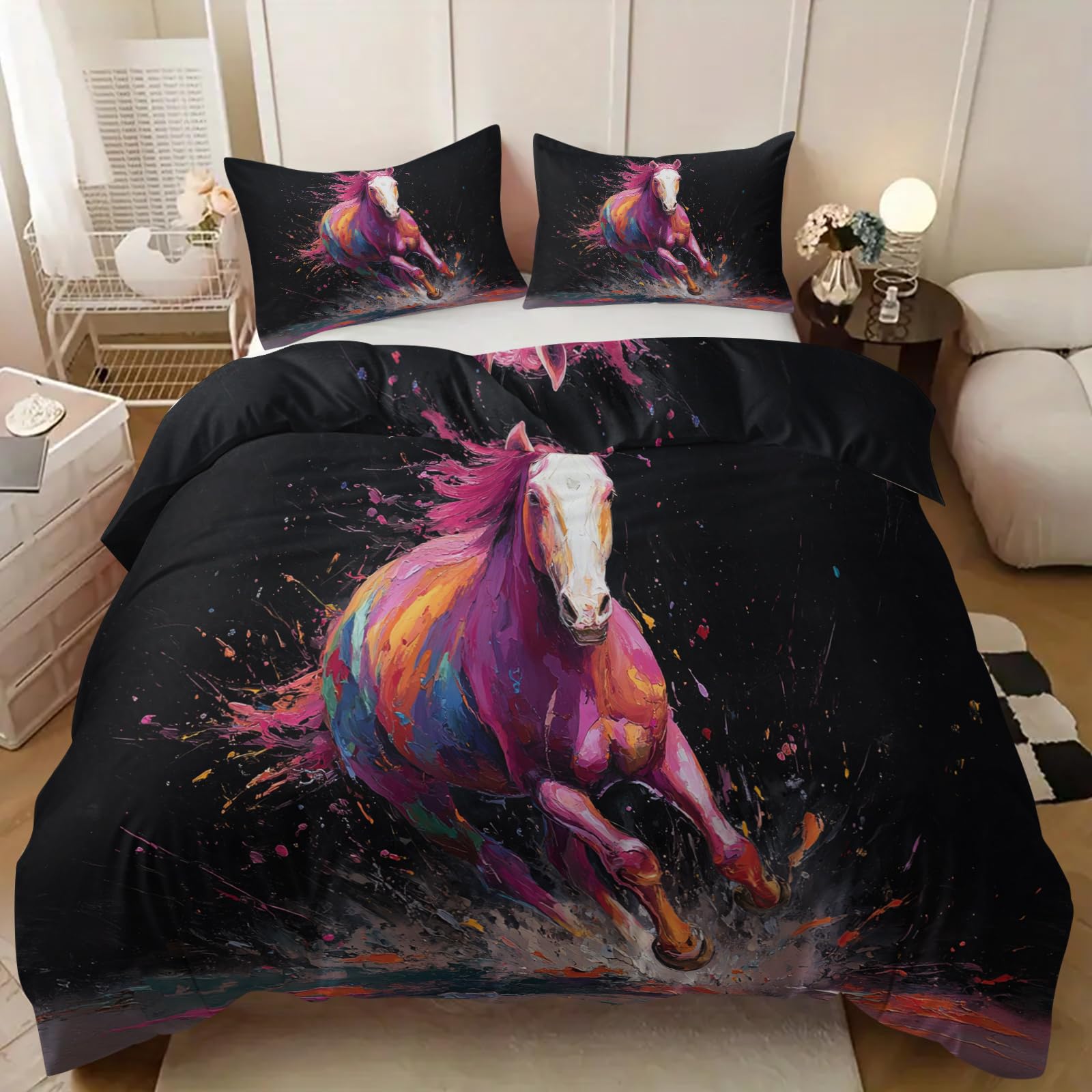 Parure de lit cheval 200x200cm pour créer une ambiance équestre moderne