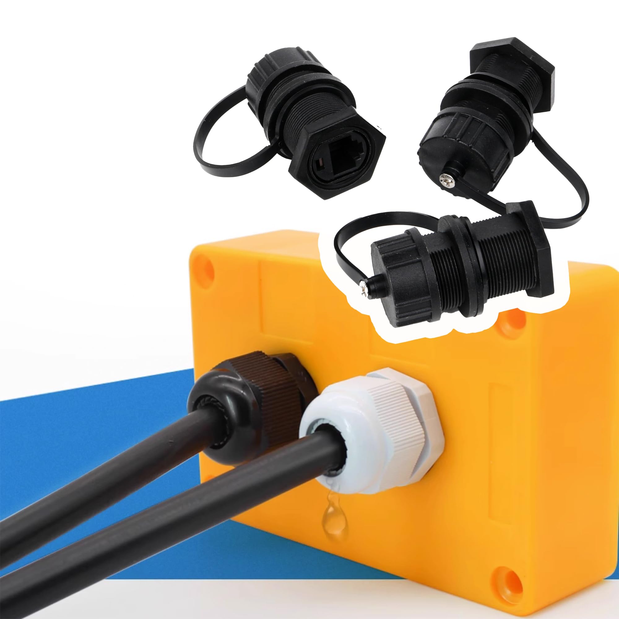 Ethernet LAN Nero IP68 Friendly M20 Stuffing Locknut plastica RJ45 Connettore ghiandola subacquea Set di 10