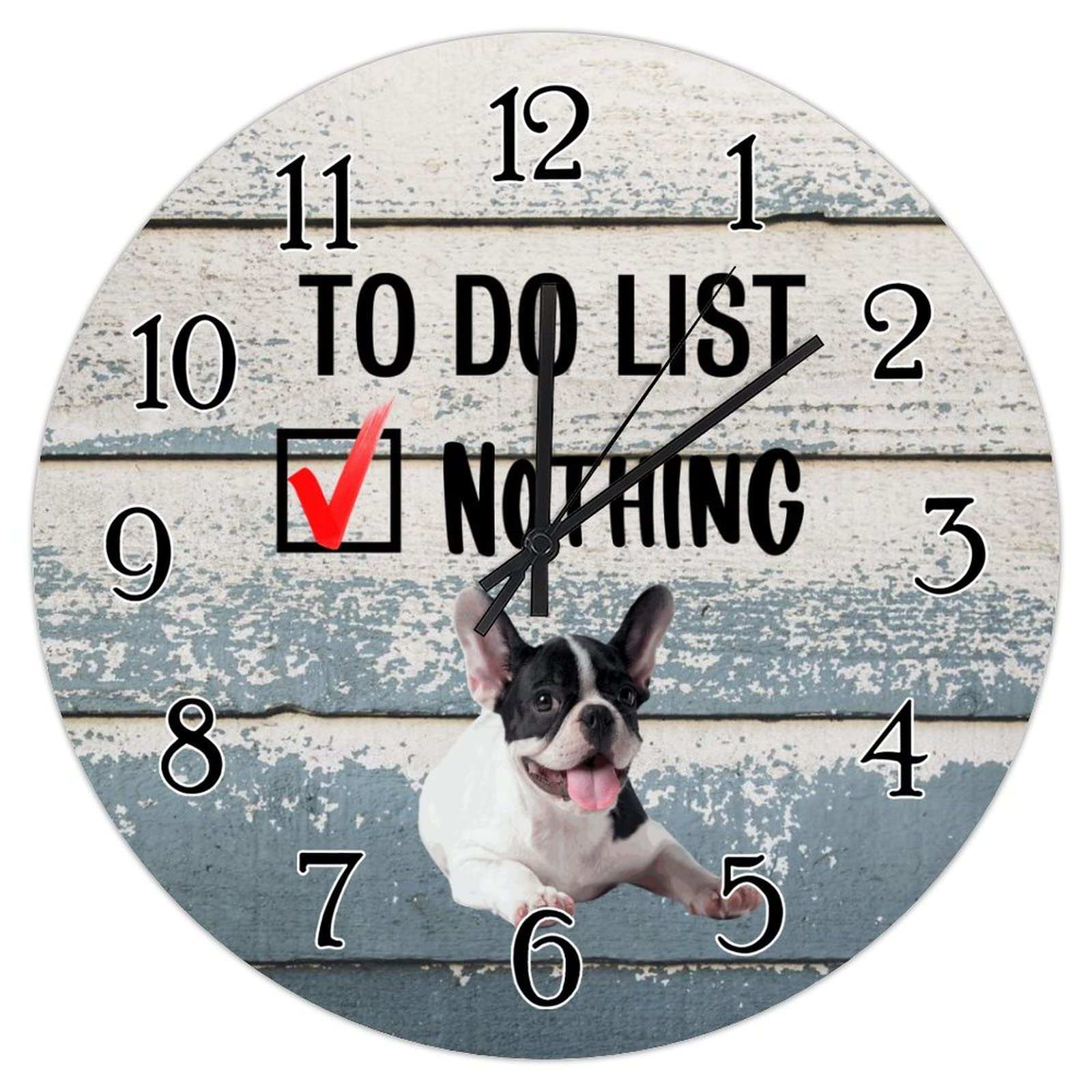 Horloge bouledogue français silencieuse à piles pour chambre