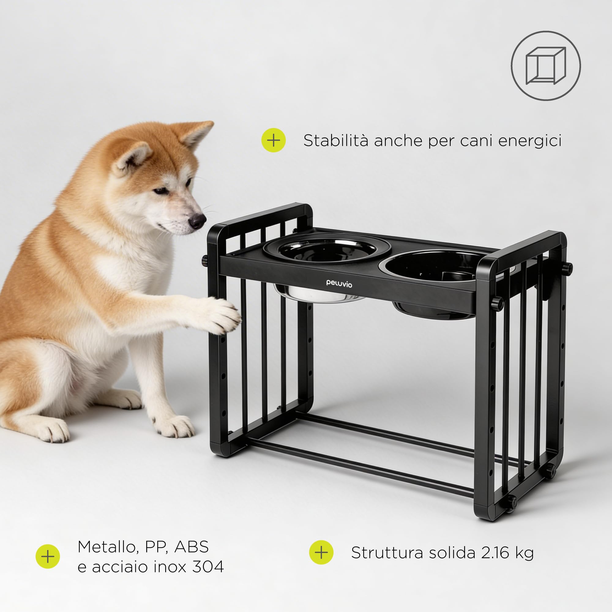 LEVEE Ciotole Rialzate per Cani Piccoli, Medi e Grandi, Ciotole | Regolabili in Altezza con 5 Livelli, Supporto in Metallo Stabile, Slow Feeder 1100 ml e Ciotola Acqua 1450 ml, Anti Schizzo
