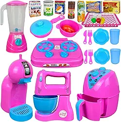 Kit Cozinha De Brinquedo 30 Pçs Infantil Completa Com Comidinhas Acessórios Eletrodomésticos