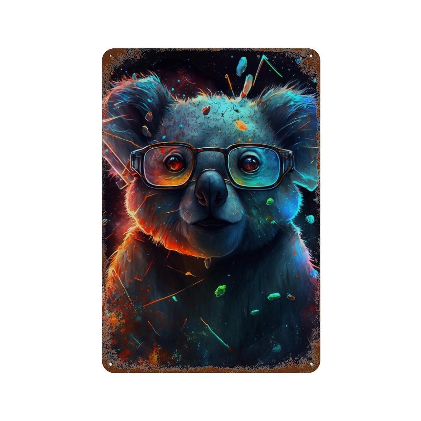 Koala Glasses Art Print Retro Metal Sign 11.8"x7.9", for Bistro, Counter And Cafe Decor, Rustic Home Decor