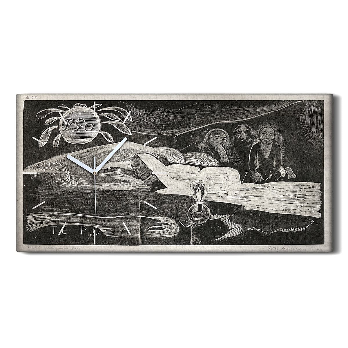Horloge sur Toile 60x30cm Art Moderne Salon Chambre Te Po la Longue Nuit