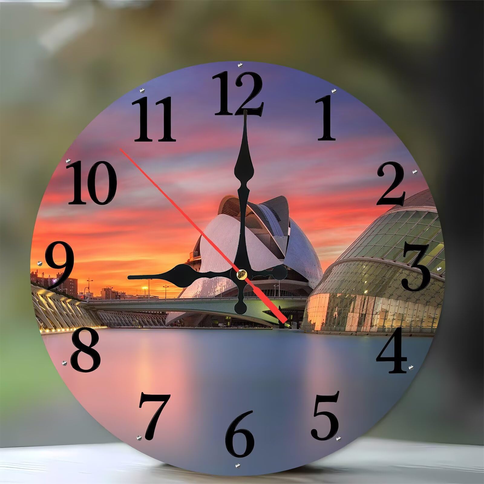 Horloge murale silencieuse sans tic-tac bois 35 cm motif Opéra de Sydney pour salon