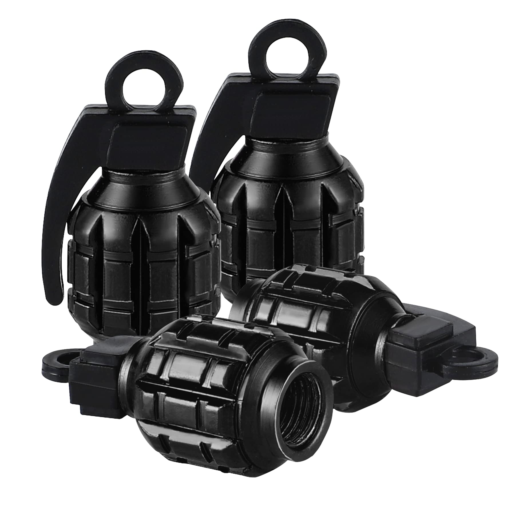 Alpmosn Car Tire Valve Stem Cap, Aluminum Car Tire Waterproof and Dustproof Valve Stem Cover Accessories, Universal for SUV, Car, Bike and Motorcycle (4PCS Black)