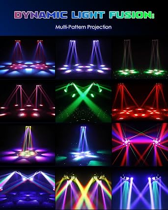 2026 Upgrade Spolehli 150W RGBW Moving Head DJ Light, 6 Arms Beam & Bee-Eye LED Stage Light with Mixed Effects, Sound Activated DMX 512 Control for Disco Club Wedding Party