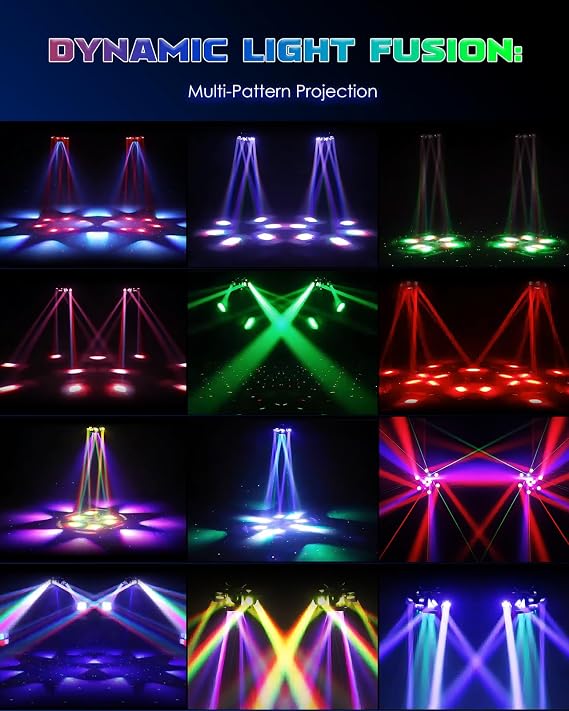 2026 Upgrade Spolehli 150W RGBW Moving Head DJ Light, 6 Arms Beam & Bee-Eye LED Stage Light with Mixed Effects, Sound Activated DMX 512 Control for Disco Club Wedding Party