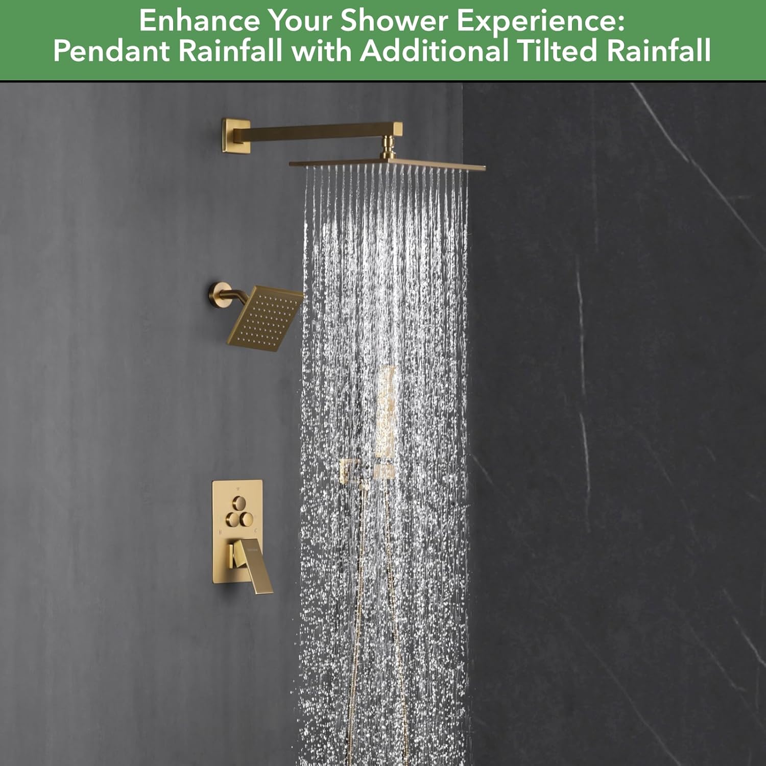 VANFOXLE Shower Faucet Set Brushed Gold Shower System,Push Button Diverter Shower Faucet with 2 in 1 Handheld, Wall Mount Increased Thickness 10 Inch Shower Head with 6 Inch Shower Head - Image 7