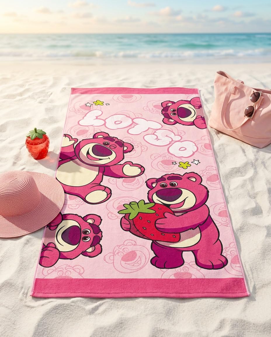Aymax Pink Lotso Toys Story Beach Towels 70 X 140 Cm 100% Polyester Ultra Absorbent