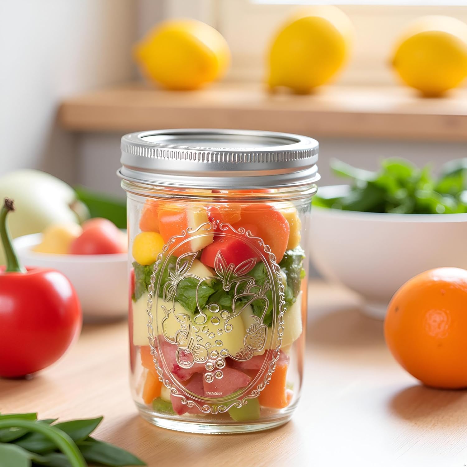 12 Pcs 16oz Wide Mouth Mason Jars, Glass Jars with Silver Metal Lids, Canning Jars for Overnight Oats, Food Storage, Dry Food, Snacks, Candies and More