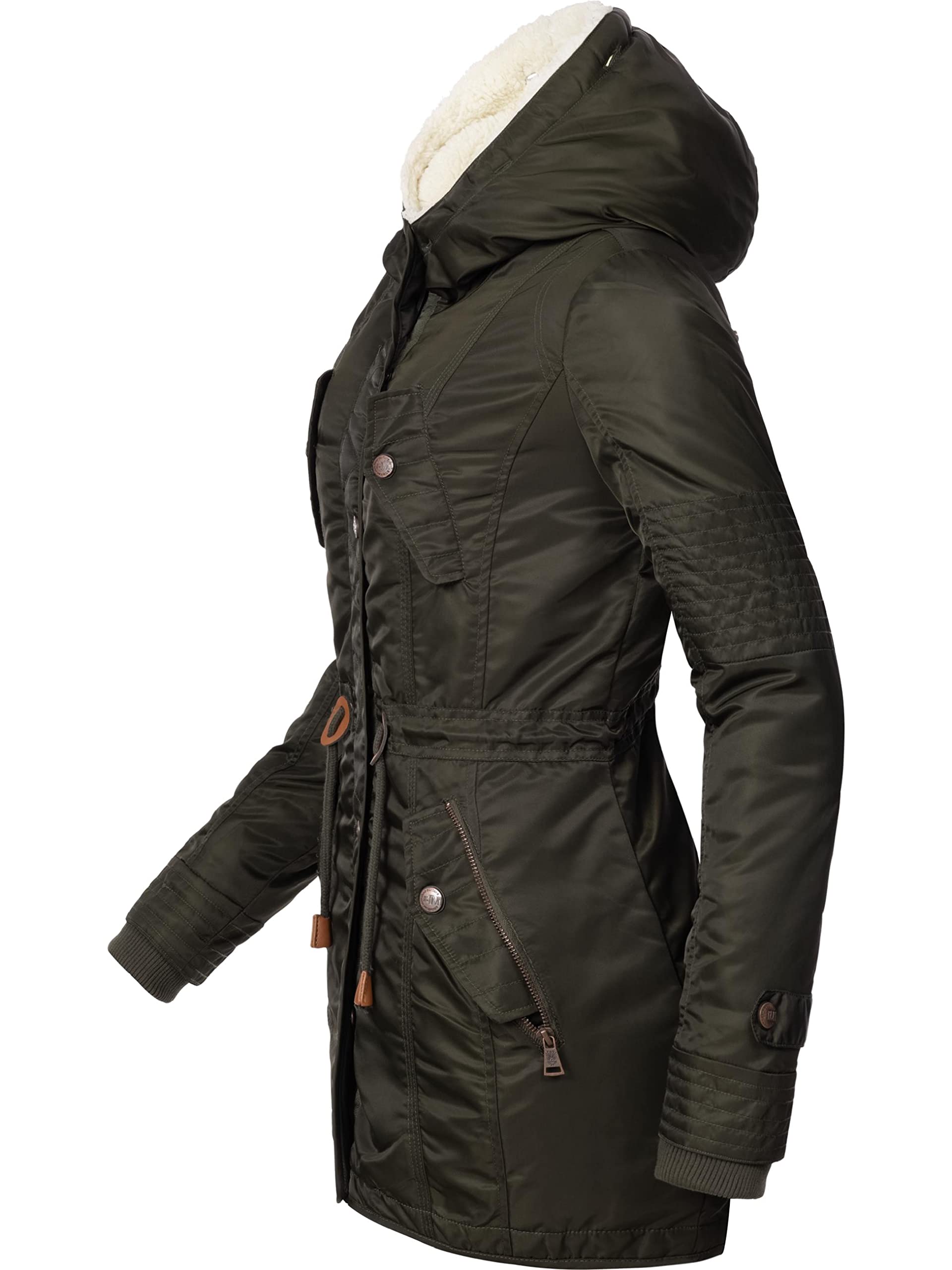 Navahoo Damen Wintermantel Warmer Parka lang mit Kapuze La Viva XS-3XL