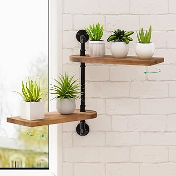 OtGalk 2-Tier Rotating Window Plant Shelf,Wooden Indoor Plant Stand, Wall Plant Holder, Optimal Light Exposure for Indoor Multiple Plants, Enhance Home Decor, Gift Idea for Plant Lovers