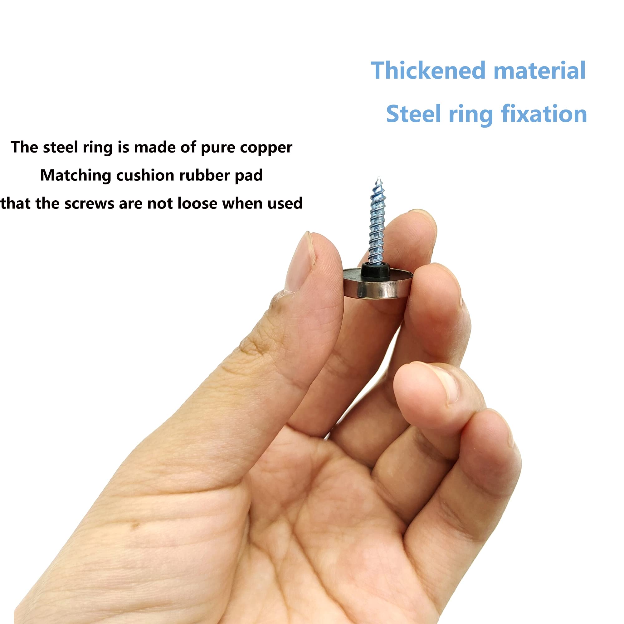 20 Viti Per Specchio Con Cappucci Neri - Acciaio Inox 16mm, Per Mobili E Vetro