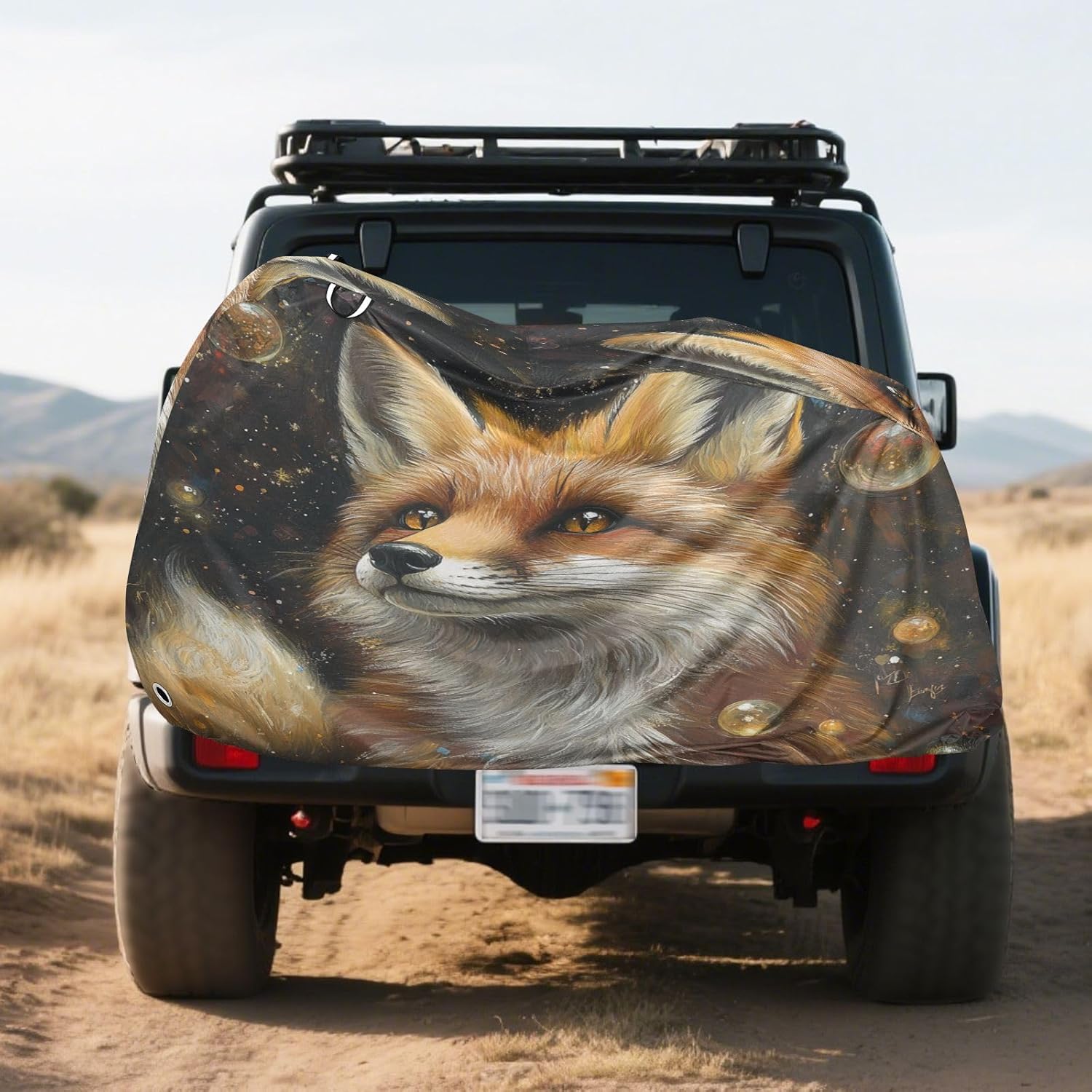 ALAZA Fox Potrait Bubbles Bike Cover Waterproof Outdoor Ebike Bicycle Covers Tarp Protection for 1/2 Bikes, Sun UV Dust Wind Proof
