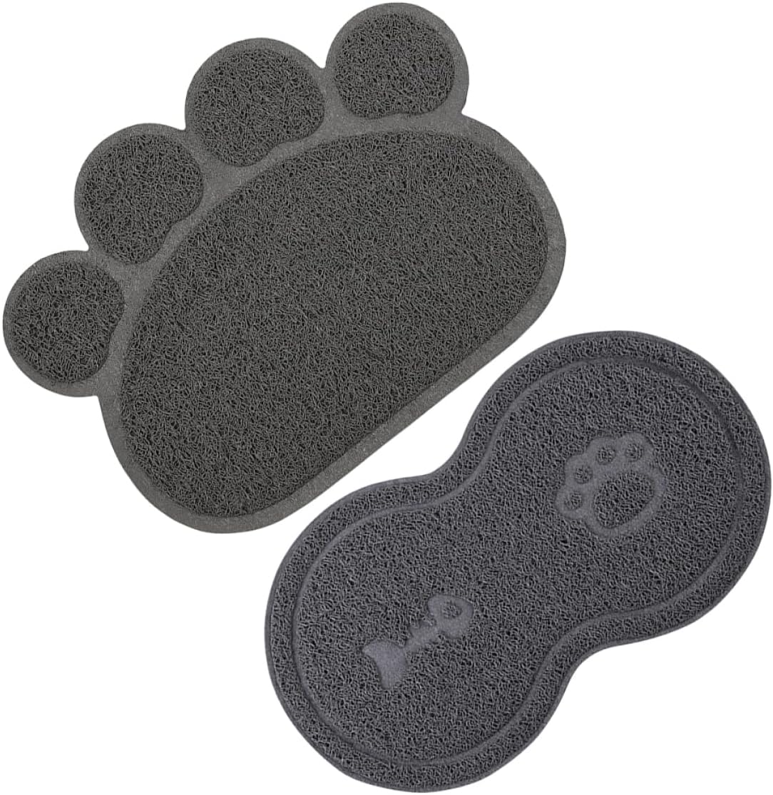 Veemoon 2Pcs Cute Cat Dog Food Bowl Mat Pet Feeding Mat Pvc