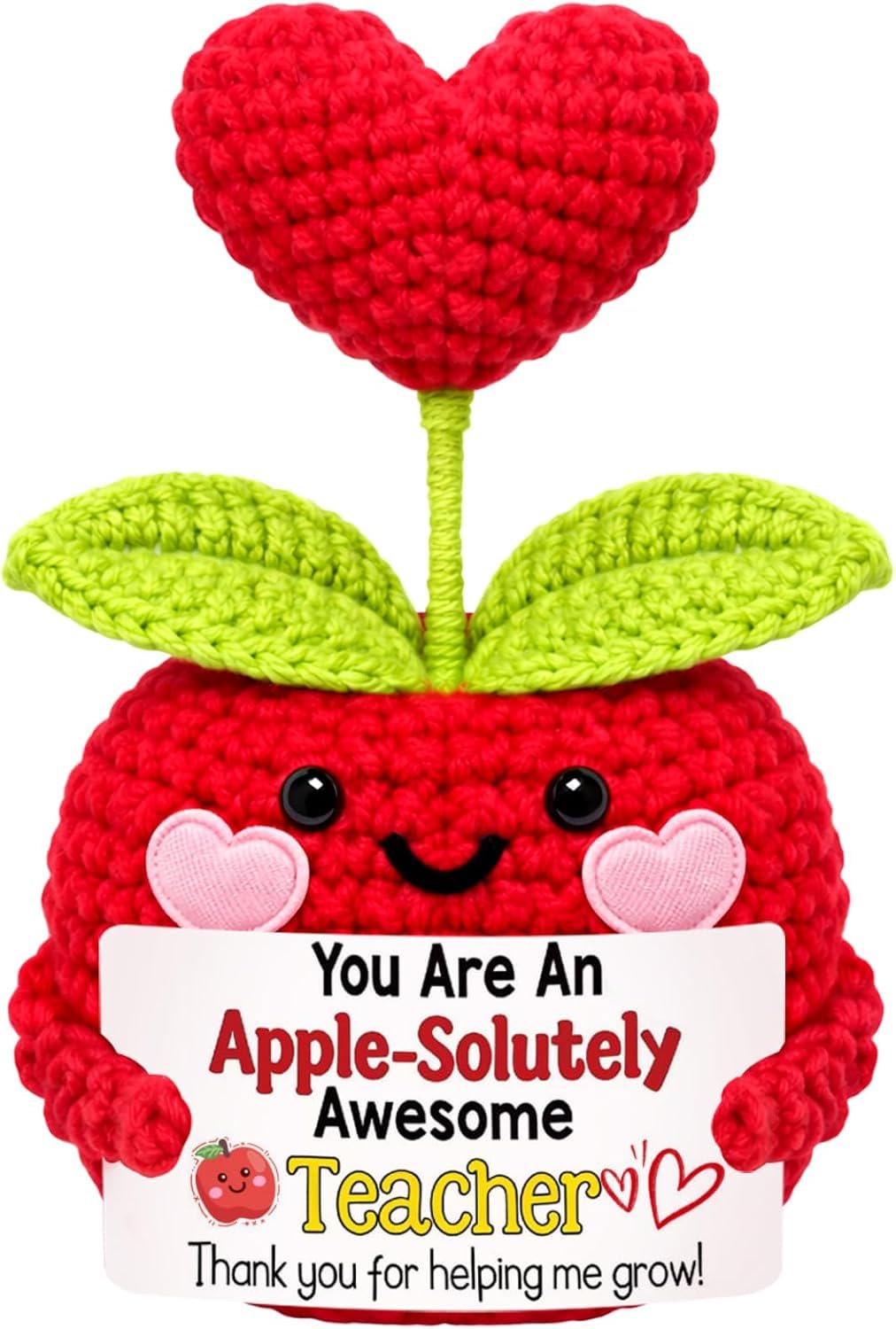 ALUNME Teacher Appreciation Gifts, Crochet Apple Thank You Teacher Gift for End of Year Back to School Graduation Retirement Birthday, Best New Teacher Present