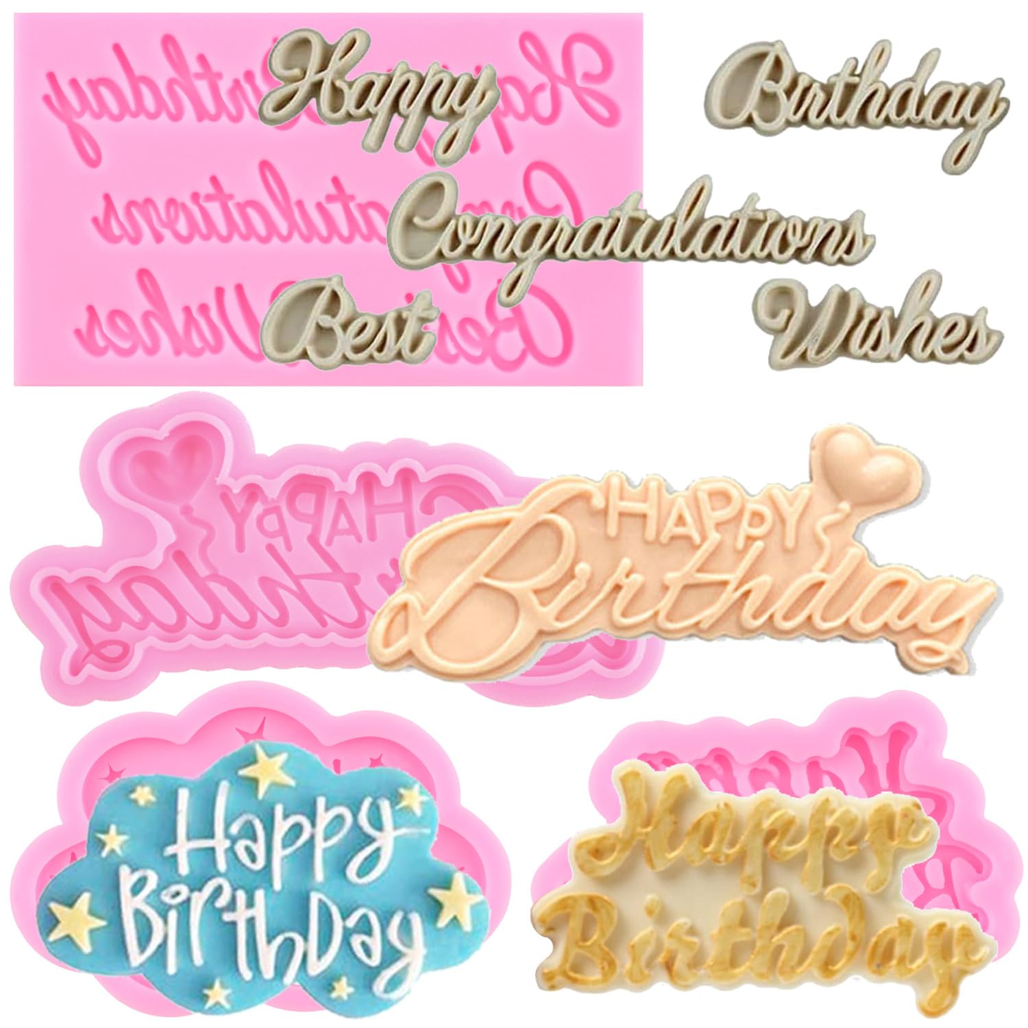 Stampo Silicone Happy Birthday - Per Cioccolato, Fondente, Decorazioni Torte
