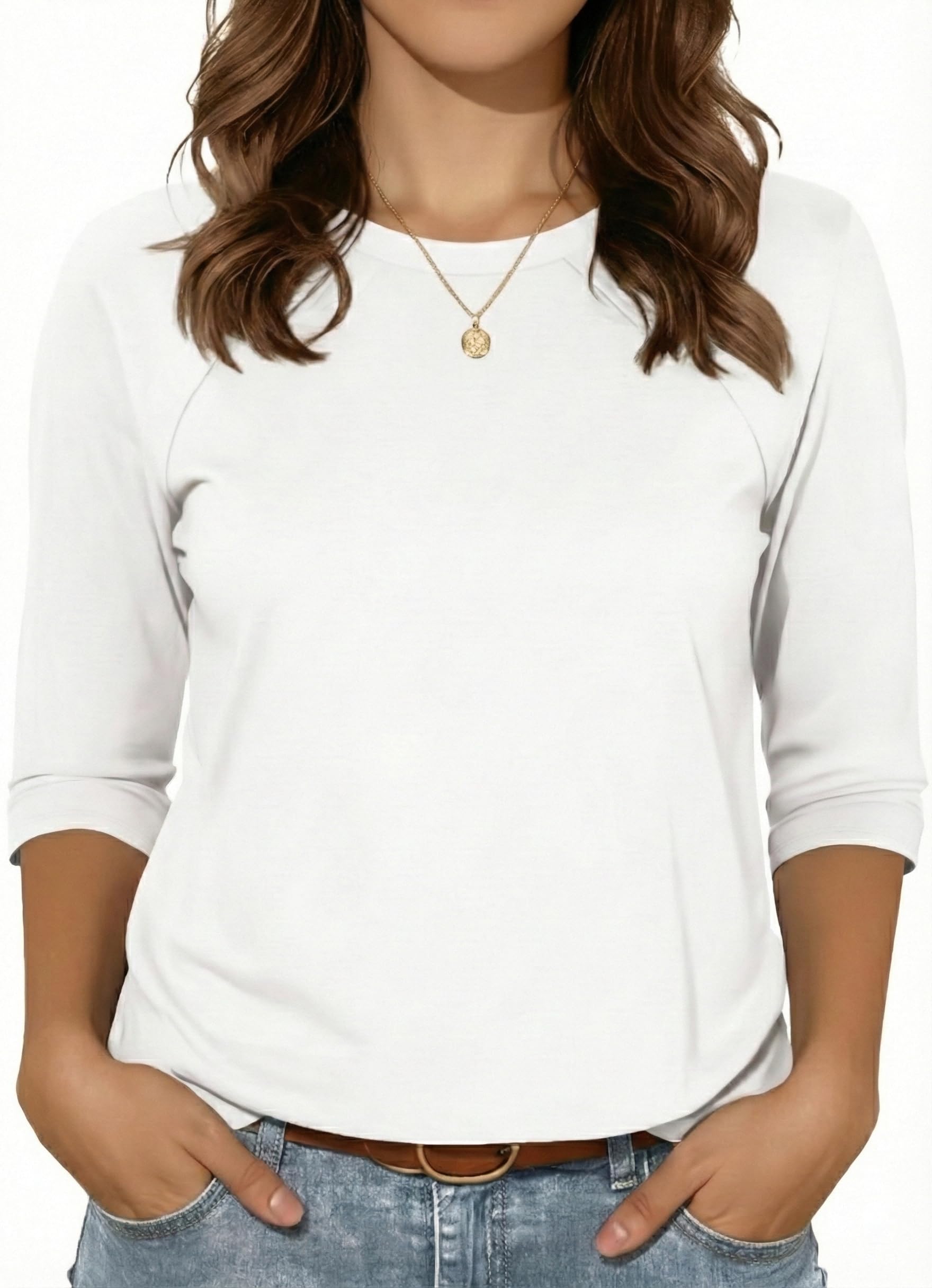 Womens Shirt 3/4 Sleeve Graphic Tops Crew Neck Spring Fall Tunic Top | Rosemia Women Dressy Casual Shirt, Stylish Side Slit Hem, Three Quarter Sleeve Blouse, Elbow Length Fall Fashion Tee 2026