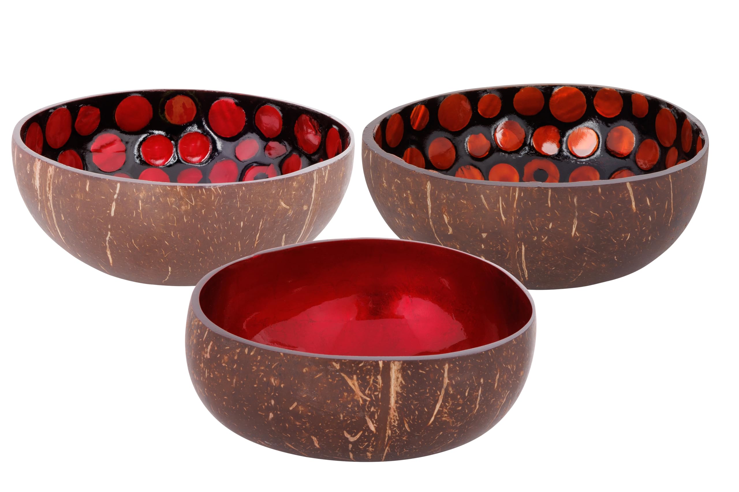 Noya Lot de 3 bols couleurs assortis en Noix de Coco, D14 Cm