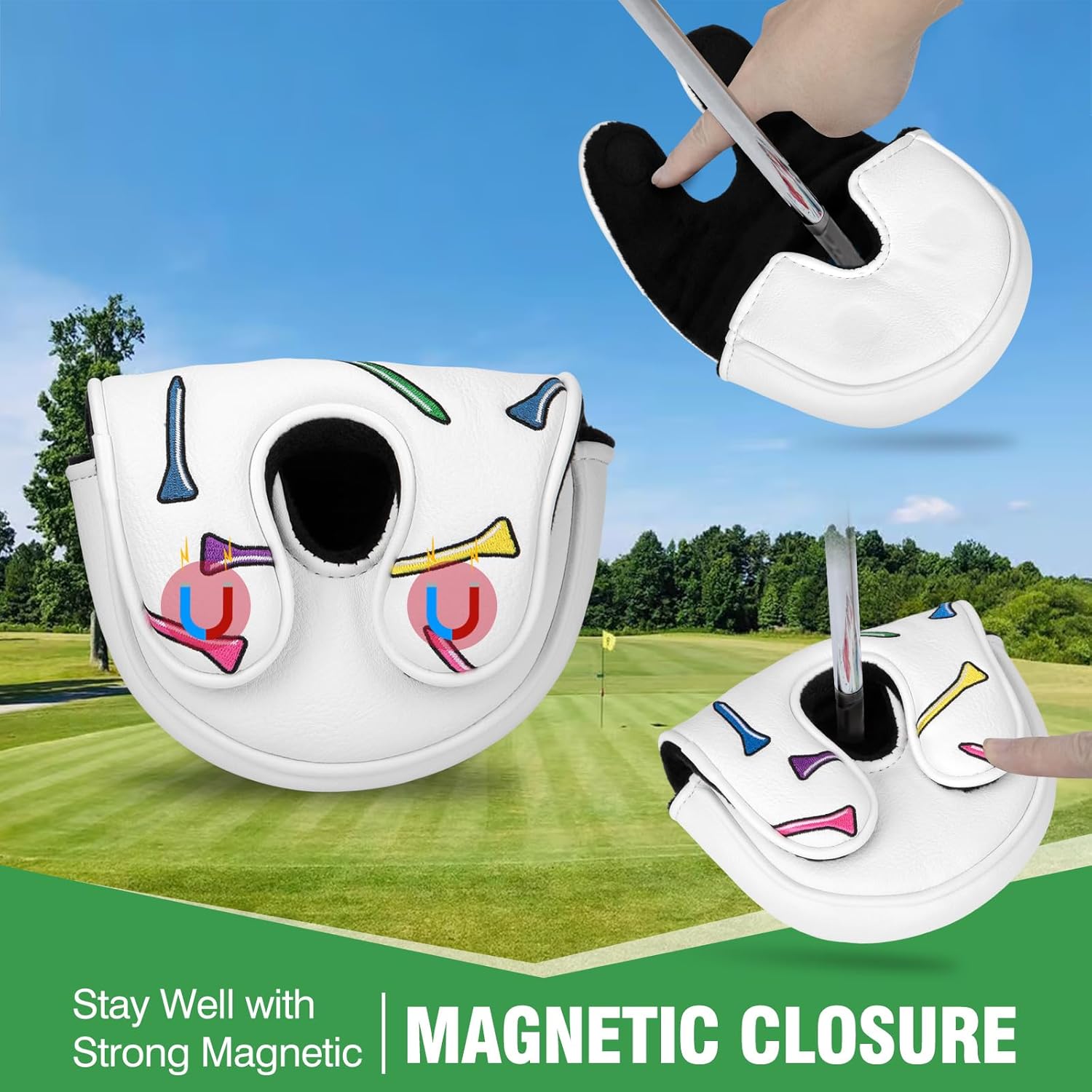 Golf Club Covers Colorful Tee Driver Cover Fairway Wood Headcover Hybrid Cover Leather 3 Wood Headcovers Mallet Putter Headcover Blade Putter Cover for Most Brands
