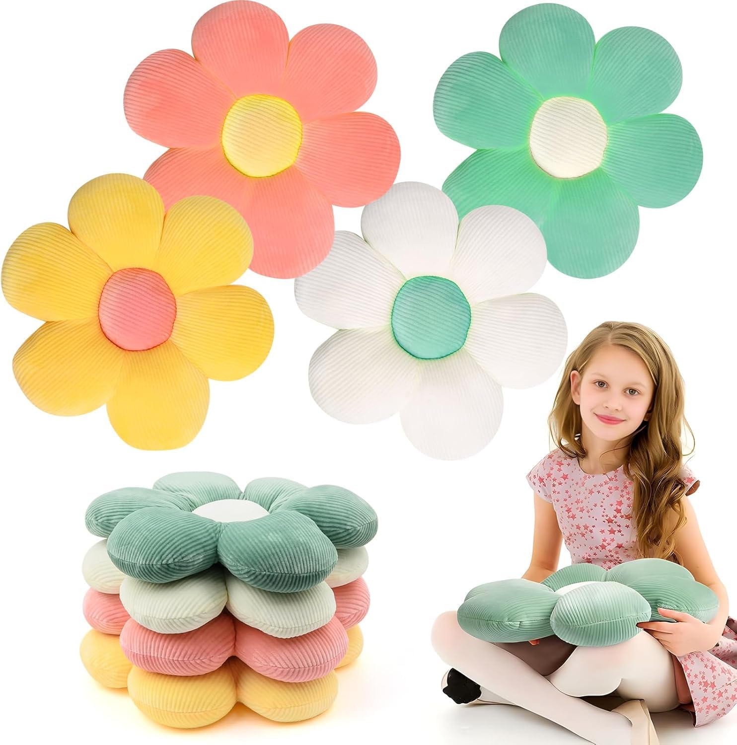 Coussin marguerite fleur lot de 4 idee cadeau originale de decoration chambre