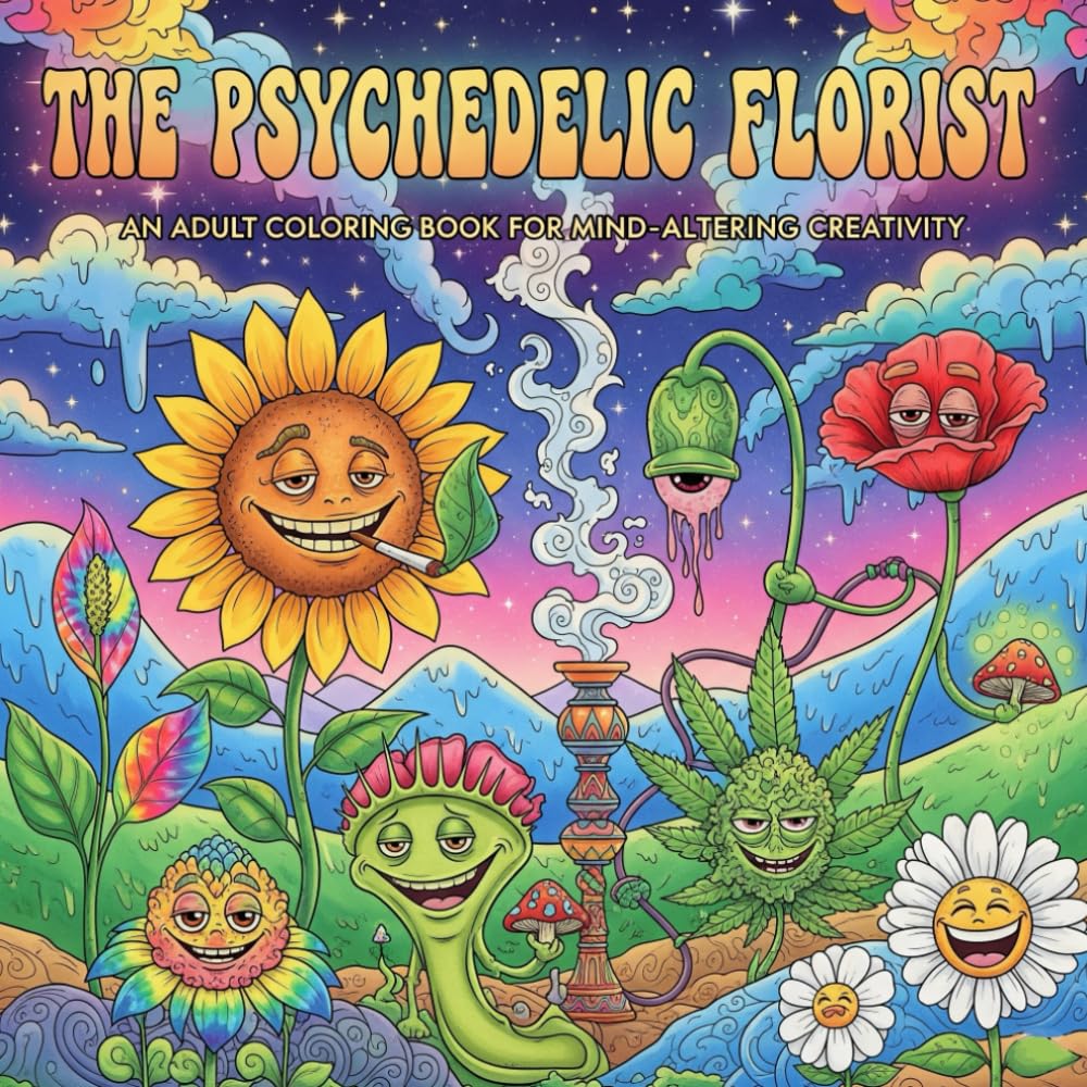 The Psychedelic Florist is an adult coloring book for mind-altering creativity: The Psychedelic Florist: A Trippy Garden of Blissed-Out Plants to Color Your Mind Happy