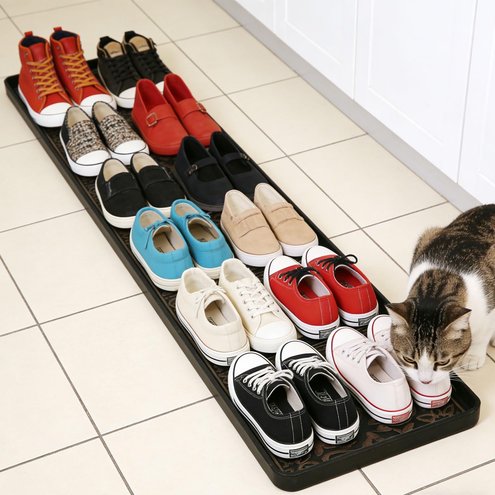 Boot tray shoe tray, Home Stuff Boot Tray for Heavy Duty Floor Protection, Water Resistant Plastic Utility Shoe Mat for Indoor and Outdoor Use in All Seasons, Pet Supplies Storage (1pc)