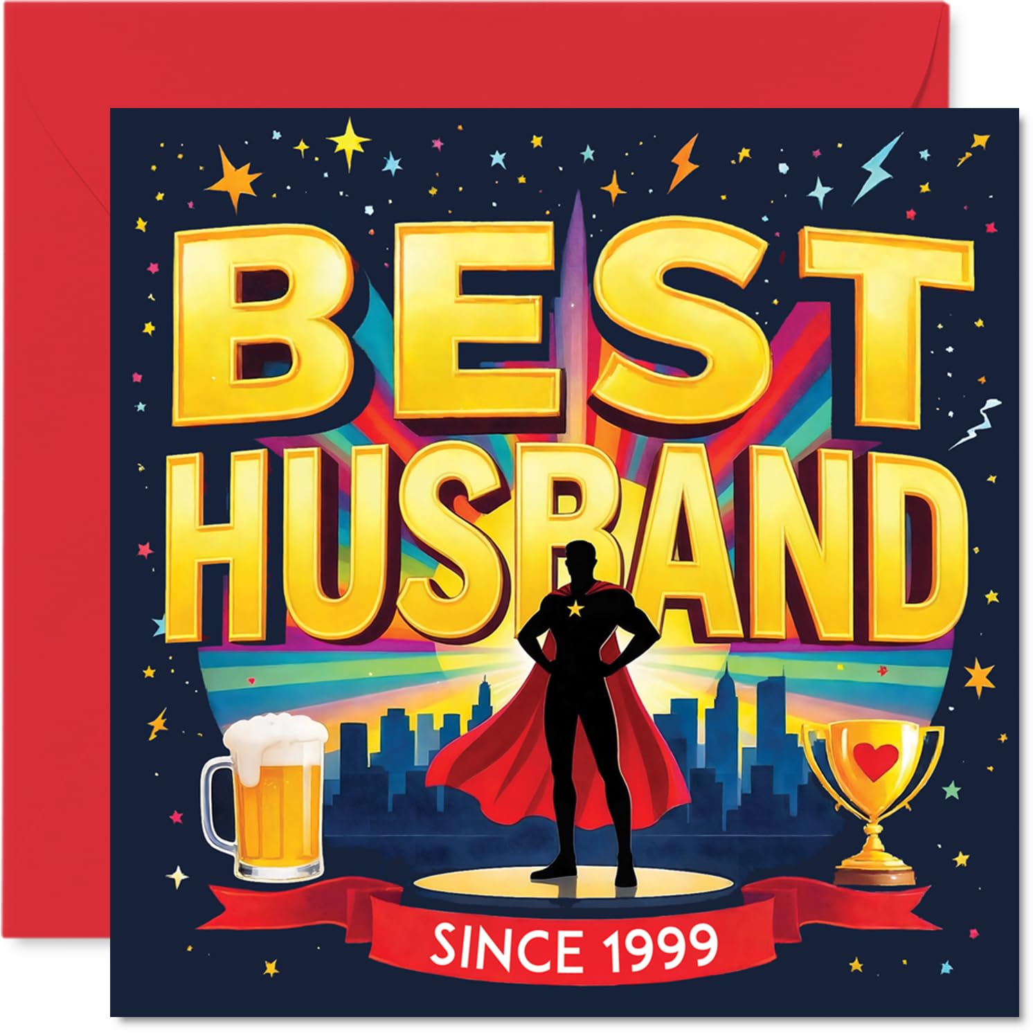 Playful 27th Anniversary Card, Superhero Vibes Since 1999