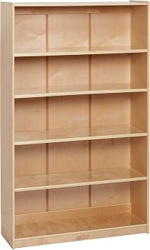ECR4Kids Classic Bookcase with Adjustable Shelves, 60in, Wooden, Classroom Bookshelf, Natural