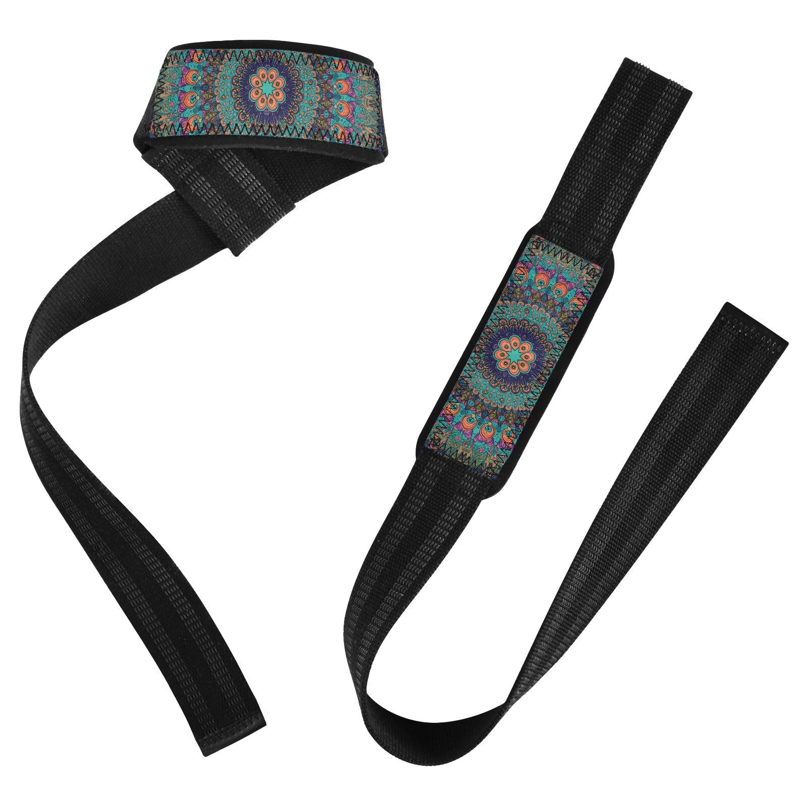 STAYTOP Colorful Mandala Wrist Straps for Weightlifting,Lifting Straps with Neoprene Cushioned Wrist Padded and Anti-Skid Silicone for Strength Training,Bodybuilding,Deadlifting