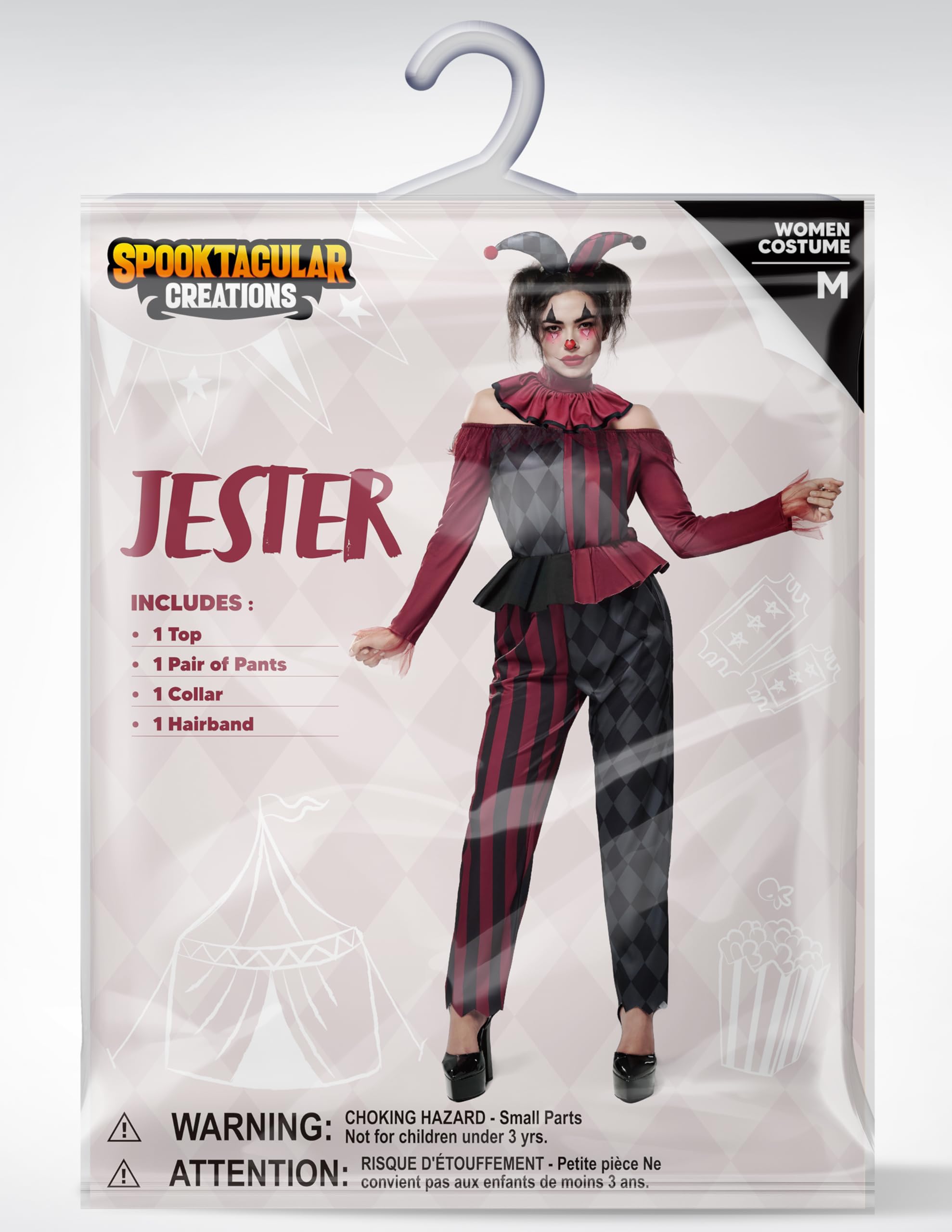 Spooktacular Creations Kostium klauna na Halloween, dla dorosłych, kostium dla kobiet, straszny błazen, strój na Halloween, imprezę cosplay, imprezę tematyczną klauna