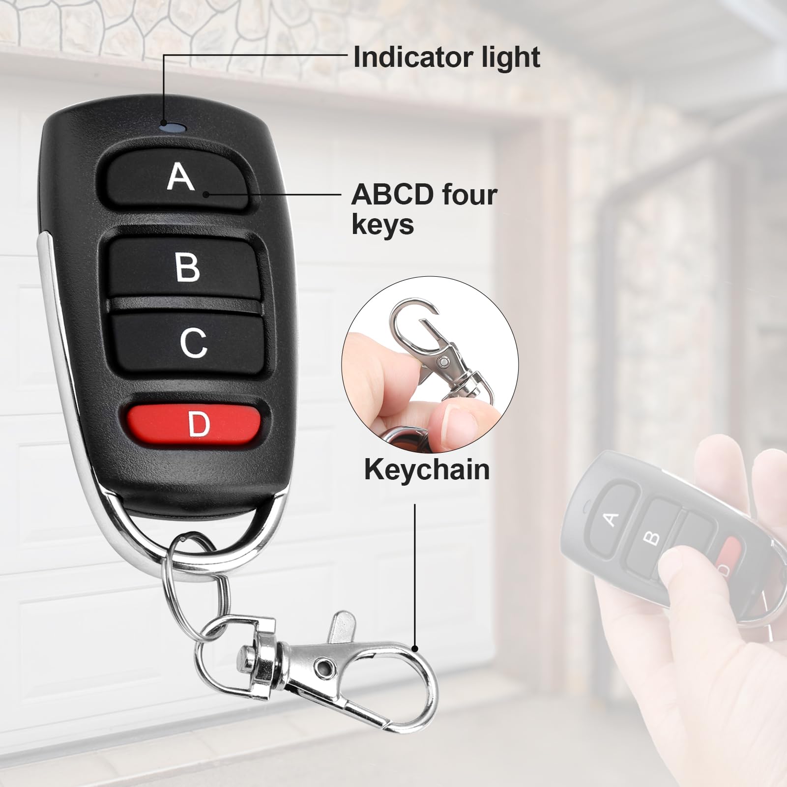 Universal Garage Door Opener Remote – 2 PCS 433mhz Remote Control ...