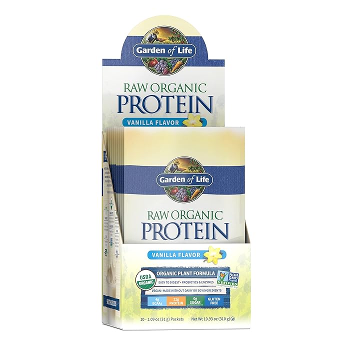 Buy Garden of Life Raw Organic Protein Vanilla Powder Packets, 10ct Tray Certified Vegan