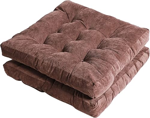 Miniatura 9 de Tiita Juego de 2 cojines redondos para sillas de oficina, 22 x 22 pulgadas, para exteriores, para adultos, sentados, patio, jardín, beige