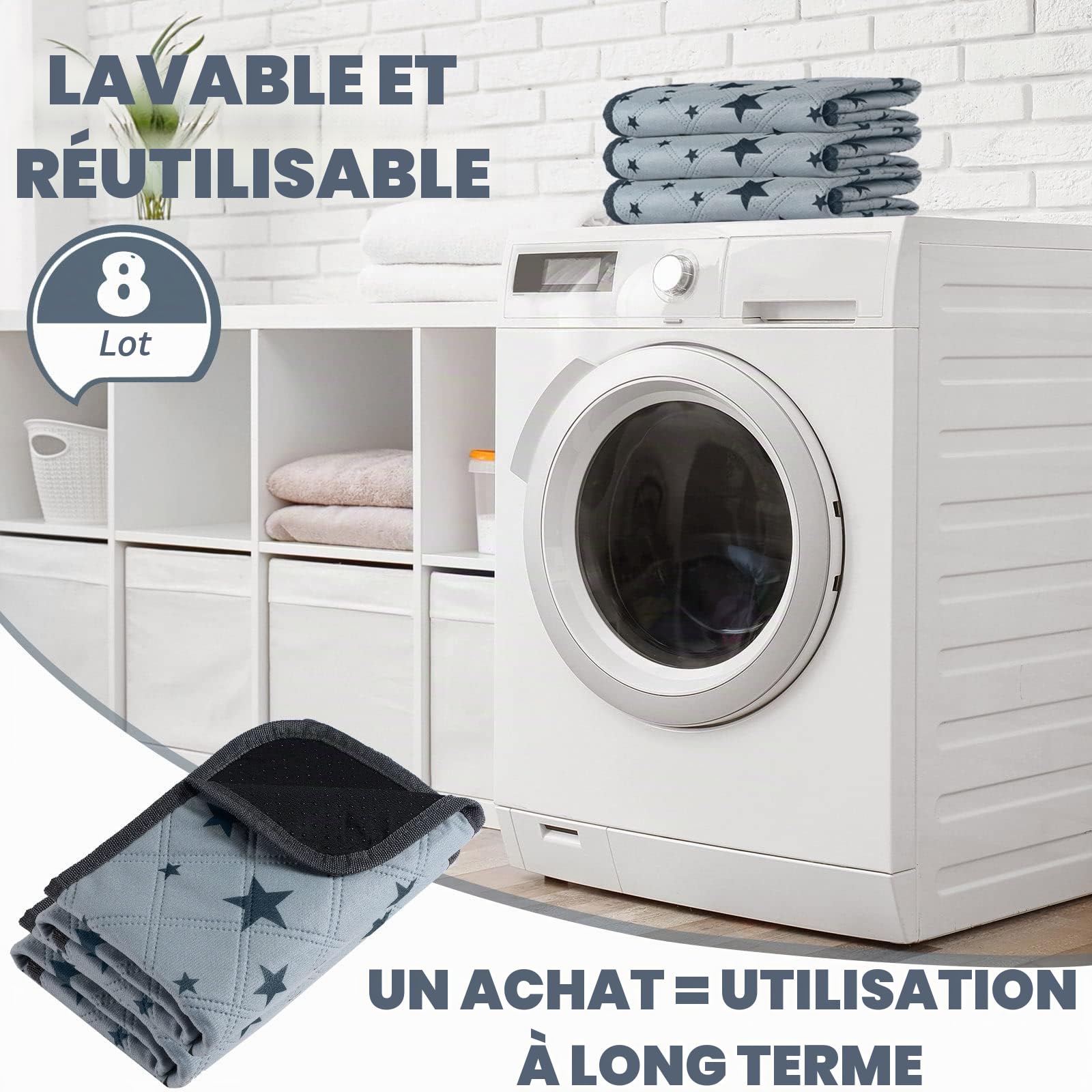 Namalu 8 Tapis Pipi Lavables Doublures de Cage Cochon d'Inde Tapis de Dressage Réutilisables Antidérapants Absorbants Literies en Polaire Cochon d'Inde en Vrac avec Motifs d'Étoile (45 x 60 cm)