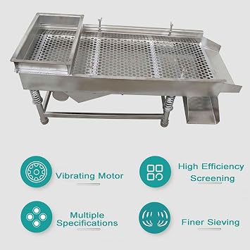 Linear Vibrating Screen Straight Vibrating Sieve Shaker Electric Linear Vibrating Sieve Machine JG30-75 Stainless Steel Vibrating Sieve 12mm Screen Single Layer with 1 Motor 110V