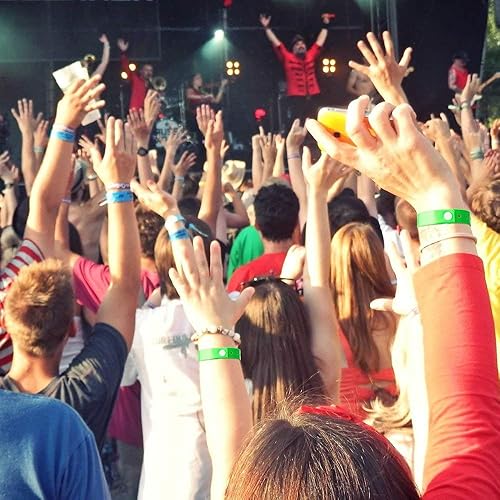 Miniatura 6 de Ouchan Pulseras de plástico para eventos, color verde neón, paquete de 500 pulseras de vinilo para fiestas