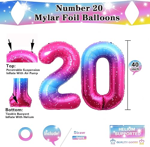 Miniatura 2 de Globos de arcoíris de 40 pulgadas con el número 0, globo grande de papel de aluminio estrellado colorido digital 0 para niños, decoración de fiesta