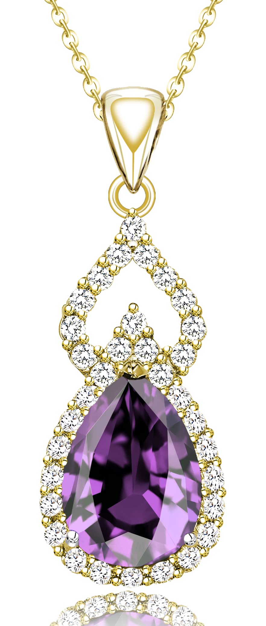 Collar con colgante para mujer, collar de lágrima, collar de piedra natal, joyería de aniversario/regalo de cumpleaños para mamá, esposa, amiga, 18 pulgadas + 2 pulgadas, Latón, Zafiro