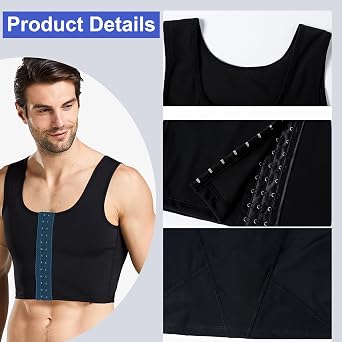Mens Compression Corset Vest Workout Fajas para Hombres Back Support Gynecomastia Shapewear Tops