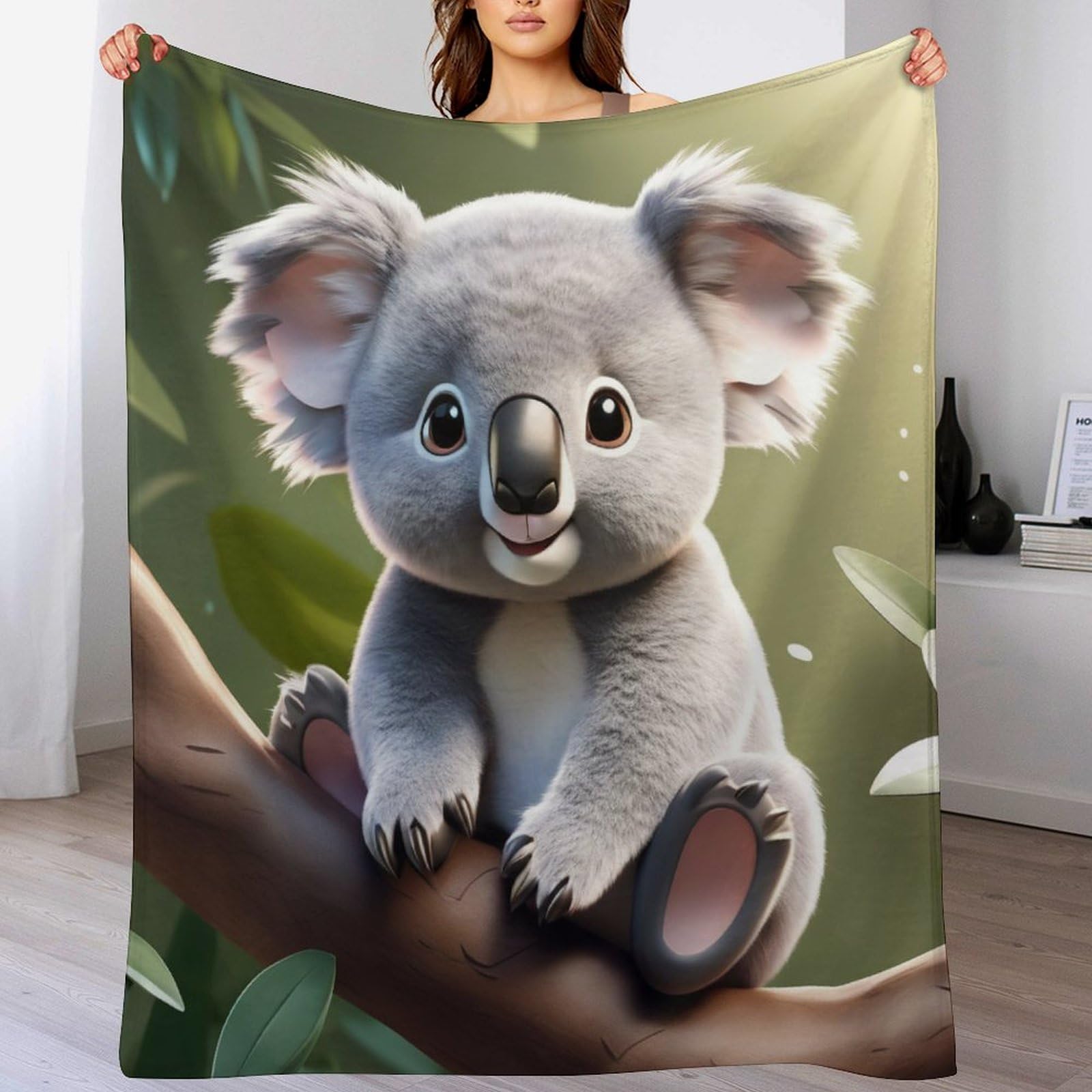 Couverture flanelle koala 100x130 pour réchauffer le lit et protéger le canapé