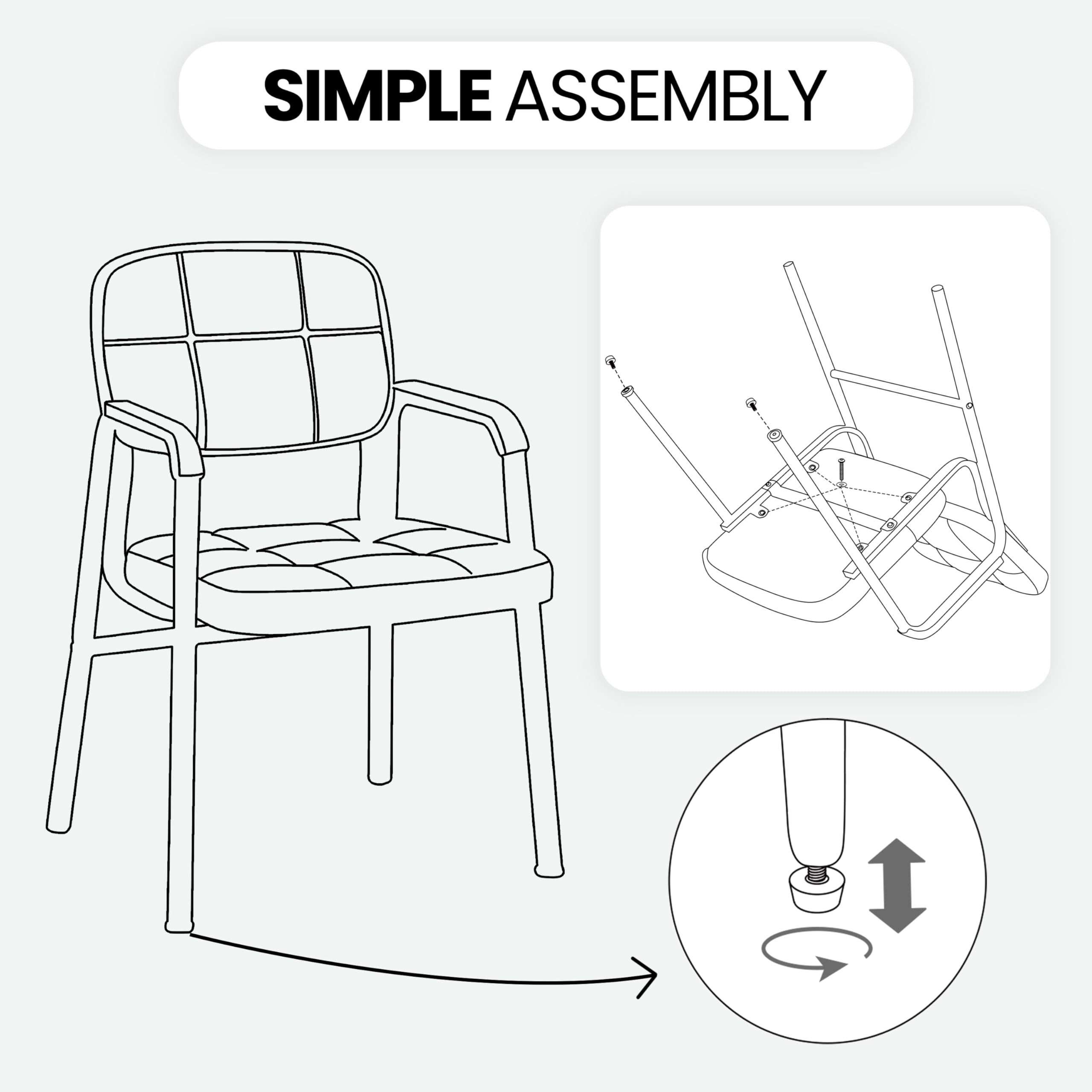 Yaheetech Chaises de Visiteur Fauteuil Salon Fauteuil d'accueil Visiteur Siège Rembourré en Smilicuir pour Bureau/Salle d'Attente/Cuisine Noir Lot de 2