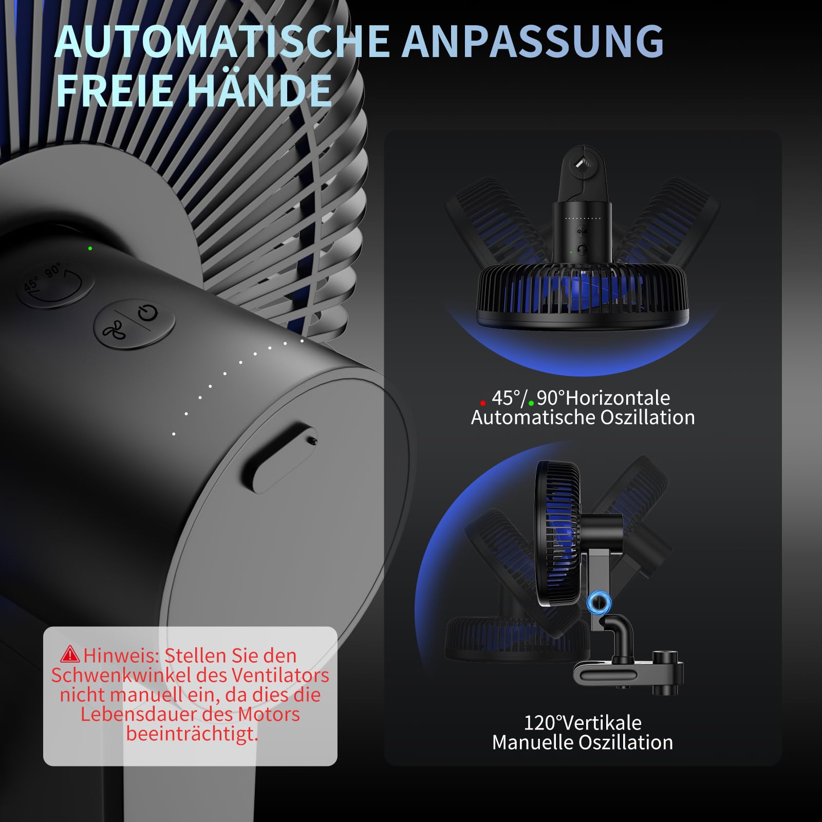FanGoFast Upgrade Grow Clip-Ventilator Oszillierend, EC Motor mit 10-Geschwindigkeiten, Grow Ventilator Klemmbar für growzelt, 20cm Durchmesser, 10W, 561m³/h Luftstrom, 32 dBA - Lüfter für Growbox