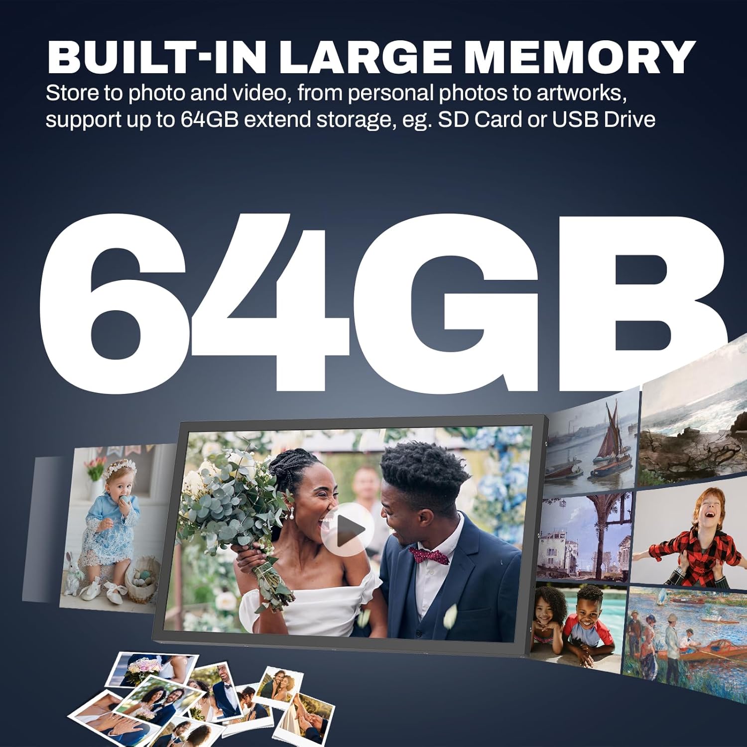 FRAMEO 21.5 Inch Touchscreen Large Digital Photo Frame, 1920x1080 WiFi Digital Picture Frame 64GB, Security Share Photo/Video via APPs, Email, USB/Mirco SD, Easy Set Up, Gifts for Mom