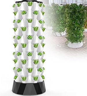 Hydroponics Tower Set Hydroponic Growing System Automated Aeroponic Tower Garden Hydroponic Growing Kit for Indoor & Outdoor with Hydrating Pump Timer Adapter,8Layers